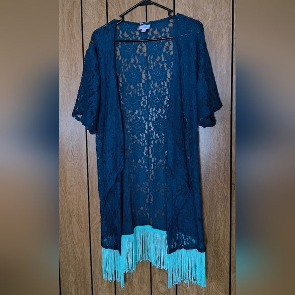 🇺🇸BOGO🆓-LulaRoe Lightweight Blue Two Toned Duster Open Front - Picture 1 of 3